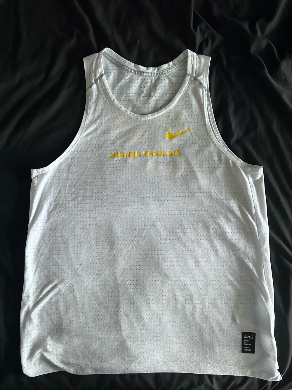 Nike White Tank Top with Yellow Swoosh